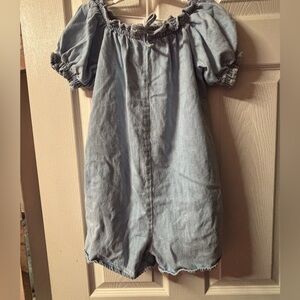 Zara Ruffled Sleeve Chambray Romper